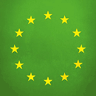 Die gelben Europasterne auf grünem Hintergrund